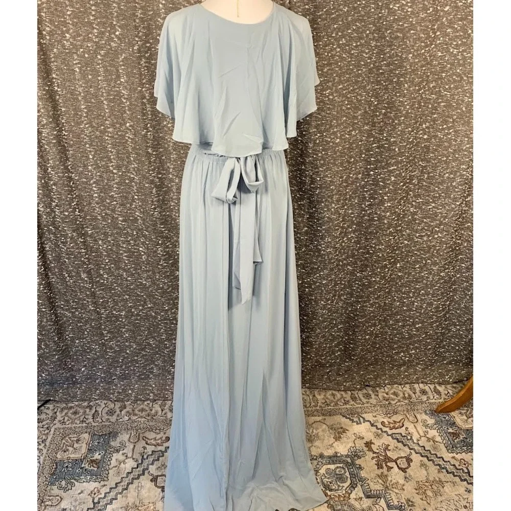 Show Me Your Mumu Blue Audrey Maxi Dress Wedding Bridesmaid Ruffled‎ Women's M